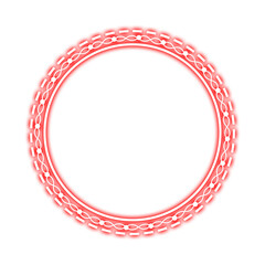red stitch circle frame dot and wave light neon