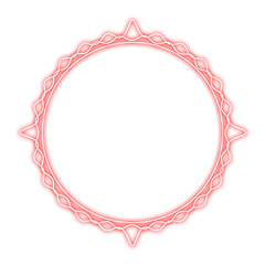 red circle line frame and wave neon light