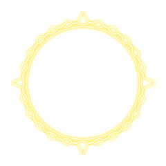 yellow circle line frame and wave neon light