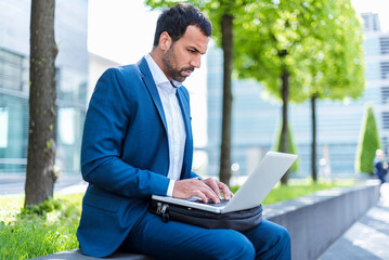 Businessman using laptop