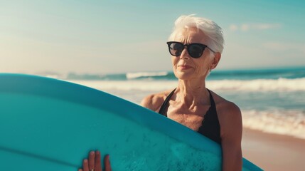 The senior woman surfer