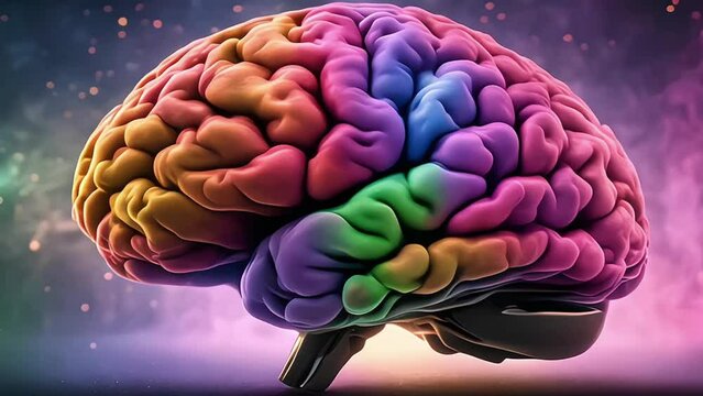 Creativity concept with a brain exploding in colors. Mind blown concept. Generative AI