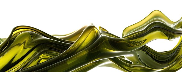 Rich olive wave abstract background, earthy and deep, isolated on white