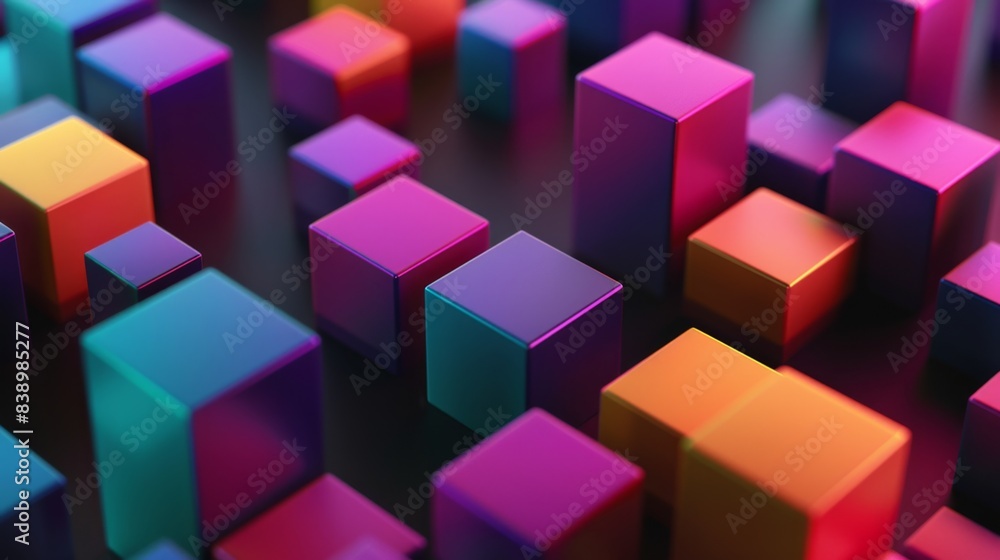 Aufkleber vibrant 3d cubes in mesmerizing colors creating a futuristic and abstract background. perfect for te
