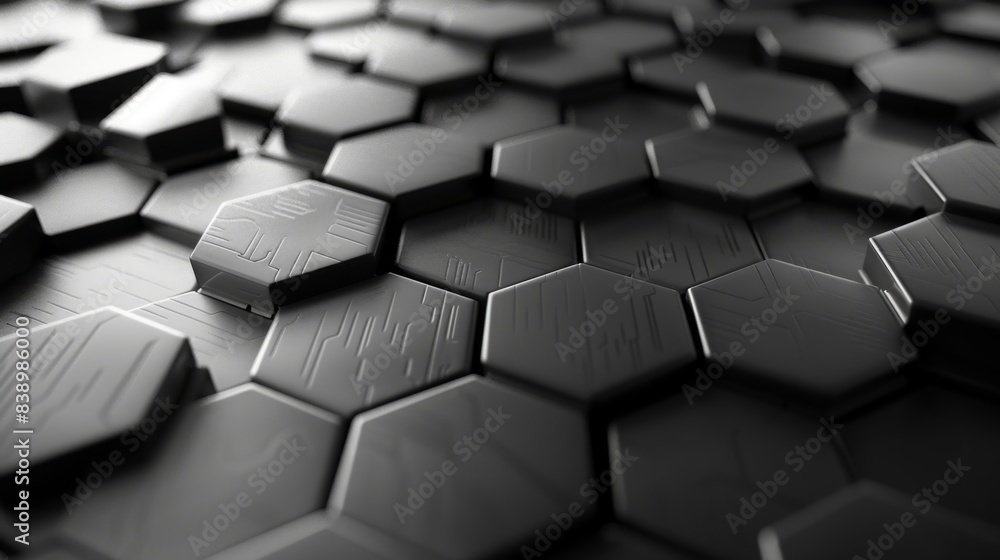 Poster abstract black hexagonal pattern background with a modern, futuristic design. ideal for technology a