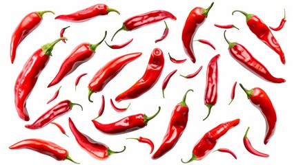 Red Hot Chili Peppers on White Background, Generative AI