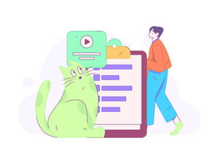 Check-in character flat vector concept operation hand-drawn illustration
