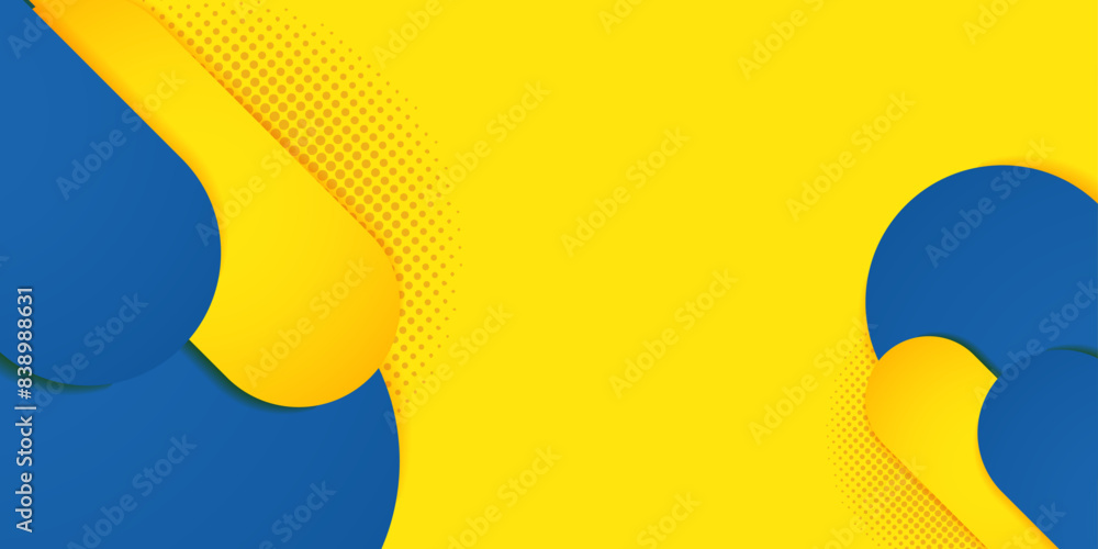 Wall mural A Blue and Yellow background with halftone elements. abstract background Vector illustration design