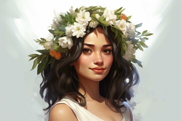 Naklejka premium Emo virtual idol with a unique character design and a flower crown on their head.