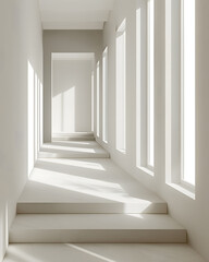 Obraz premium Empty white room with lights and shadows mock up