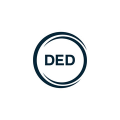 DED logo. D E D design. White DED letter. DED, D E D letter logo design. D E D letter logo design in FIVE, FOUR, THREE, style. letter logo set in one artboard. D E D letter logo vector design.