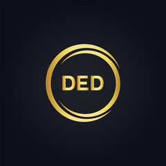 DED logo. D E D design. White DED letter. DED, D E D letter logo design. D E D letter logo design in FIVE, FOUR, THREE, style. letter logo set in one artboard. D E D letter logo vector design.