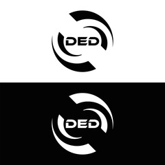 DED logo. D E D design. White DED letter. DED, D E D letter logo design. D E D letter logo design in FIVE, FOUR, THREE, style. letter logo set in one artboard. D E D letter logo vector design.