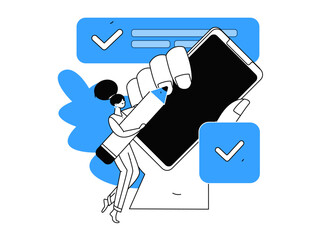 Check-in character flat vector concept operation hand-drawn illustration

