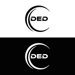 DED logo. D E D design. White DED letter. DED, D E D letter logo design. D E D letter logo design in FIVE, FOUR, THREE, style. letter logo set in one artboard. D E D letter logo vector design.