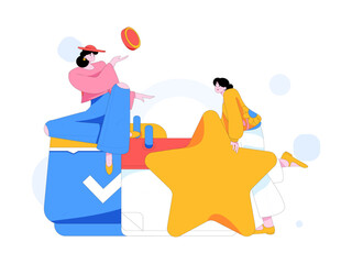 Check-in character flat vector concept operation hand-drawn illustration
