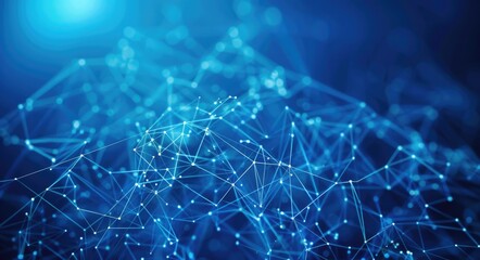 Obraz premium Blue Background Technology. Abstract Network of Connected Dots and Lines Conveying Communication and Tech Concept