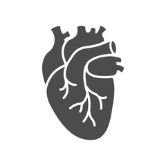 heart icon in flat style. Vector thin pictogram of human internal organ, flat illustration for cardiology clinic.
