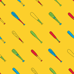 Collection of Baseball Bat Seamless Pattern Vector illustration for Print, Wallpaper, Decoration.