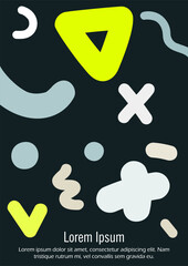 Abstract Minimal Vector Background in Trendy Bahaus Style. Bright Retro Print with Dynamic Lines and Geometric Shapes. Set of Vivid Hipster Poster Design for Landing Page, Cover, Brochure.