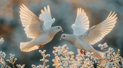 white doves in flight