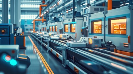 A production manager inspecting a production line, checking equipment and ensuring adherence to the planned production schedule.
