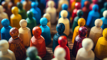 Wooden Figurines in Multicolored Display