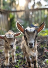 Two Baby Goats In A Rural Setting During The Day