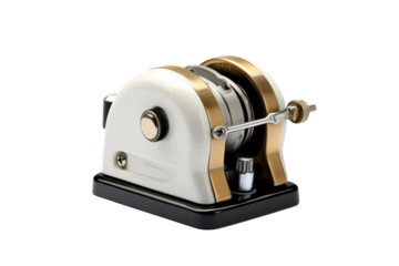 Timeless Elegance: A White and Gold Clock on a Black Stand on a White or Clear Surface PNG Transparent Background..