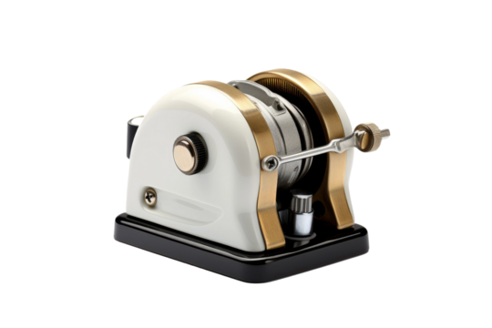 Timeless Elegance: A White and Gold Clock on a Black Stand on a White or Clear Surface PNG Transparent Background.. - Powered by Adobe