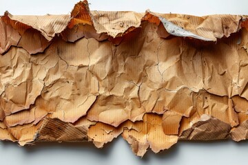 Naklejka premium Ripped cardboard piece paper note isolated on white background. Vintage-style torn paper for rustic and artistic projects.