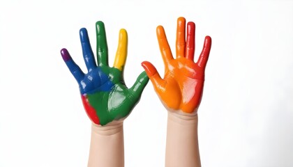 Hand Kids color isolated on white background 