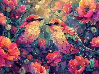 Illustration of a couple of amazing floral decoration