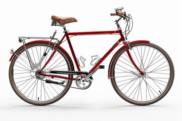 Red sport bicycle isolated on a clean white background. Minimalist design for active lifestyle.