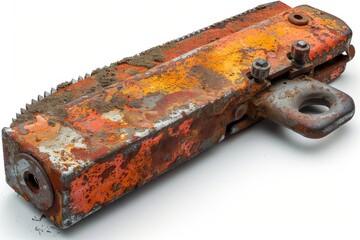 Real saw isolated on a pristine white background. Industrial tool for woodworking and construction.