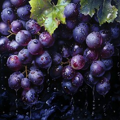 Vibrant Grapes Morning Dew Plunge into Abyss