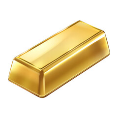 Shiny gold bar, isolated on white background. transparent background.