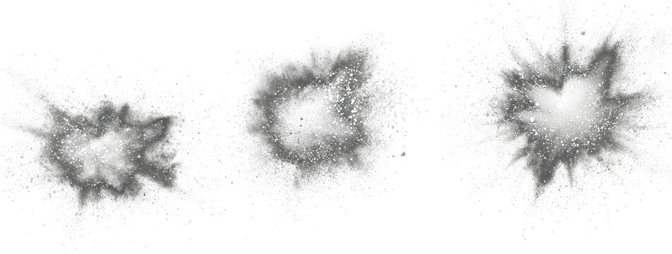 Light particles explosion on black background. White texture isolated on top. Dark textured overlay.