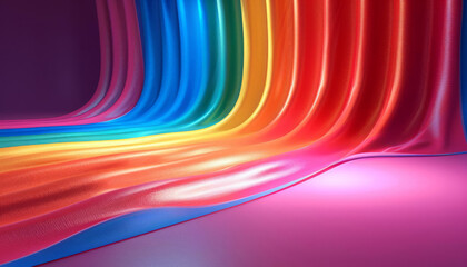 Rainbow stripes on Pride flag flat design front view vibrant theme 3D render Analogous Color Scheme