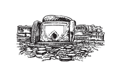 The north caucasus dolmen on white background,vector illustration.	