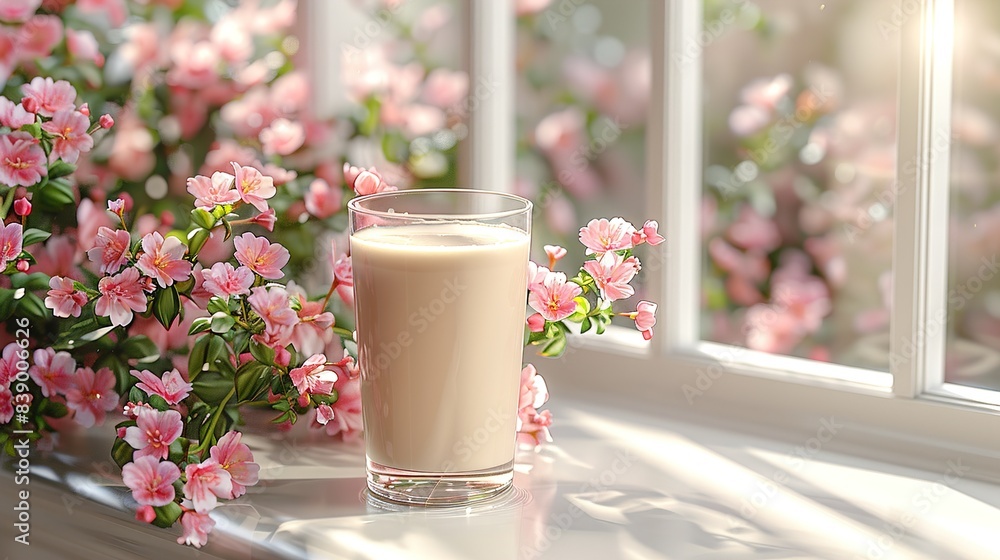 Wall mural glass of milk