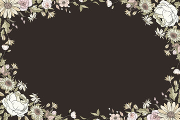Hand Drawn Flower Frame Background