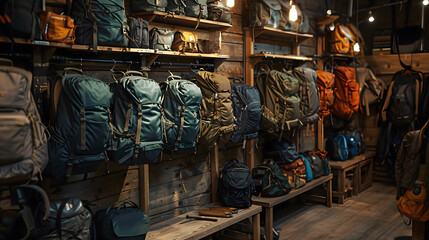 A store with everything you need for mountain trekking: backpacks and accessories.