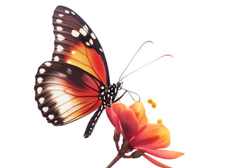 Fototapeta premium butterfly with blue flower isolated on transparent background