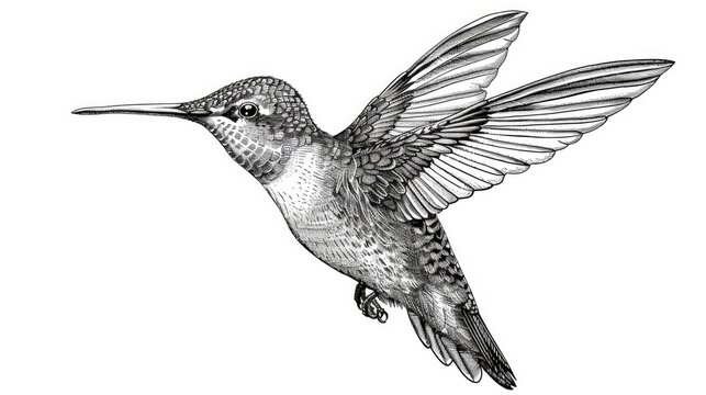 recommend clip art: simple line art drawing of a hummingbird on white background