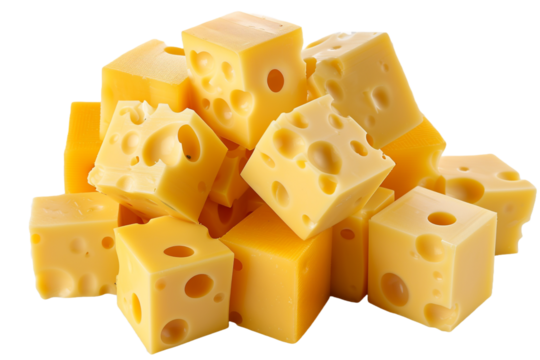 cheese cube set isolated on transparent background