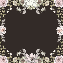 Hand Drawn Flower Frame Background