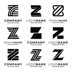 Set of Z letter logo template vector