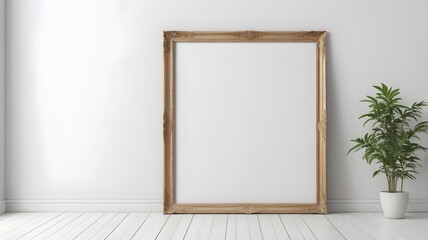 Poster mockup standing on the floor, 3d render.