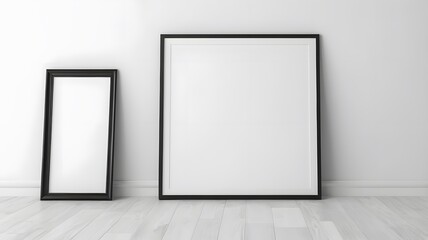 Poster mockup standing on the floor, 3d render.